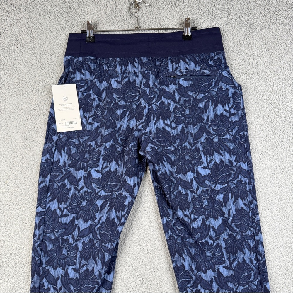 Athleta Pants Womens Size 6T Blue Floral Trekkie North Jogger Textured Ankle NWT - Picture 4 of 16